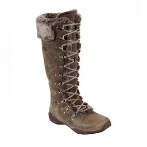 The North Face Women's Brown Fur-Trim Lace-Up Knee Boot